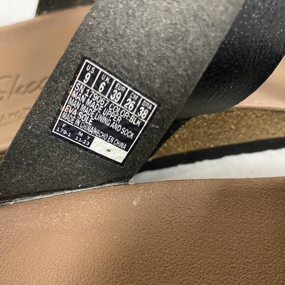 Skechers Arch Comfort Sandals Womens 9 Black Strappy Slip On Slide Eva Sole - Picture 11 of 14